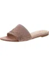 Jewel Badgley Mischka Womens Faux Leather Rhinestone Slide Sandals In Beige