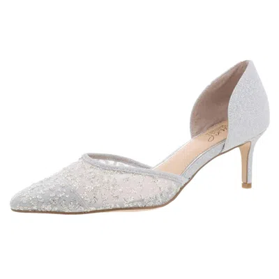 Jewel Badgley Mischka Womens Glitter Manmade D'orsay Heels In Silver