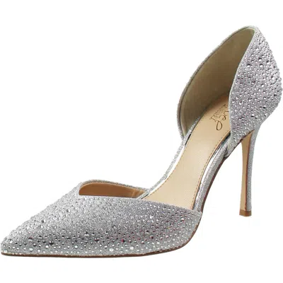 Jewel Badgley Mischka Womens Glitter Manmade Pumps In Silver