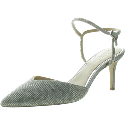 Jewel Badgley Mischka Womens Rhinestone Man Made Ankle Strap In Silver