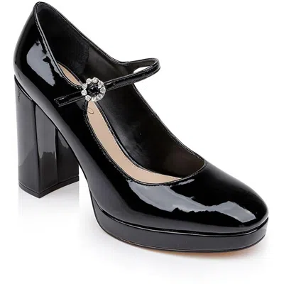 Jewel Badgley Mischka Womens Rhinestone Patent Mary Jane Heels In Black