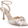 Jewel Badgley Mischka Yanna Pointed Toe Pump In Champagne Satin