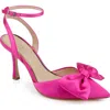 Jewel Badgley Mischka Yanna Pointed Toe Pump In Hot Pink Satin