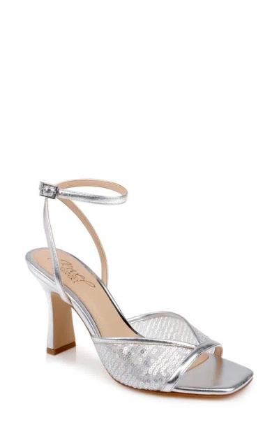 Jewel Badgley Mischka Zaha Ankle Strap Sandal In White