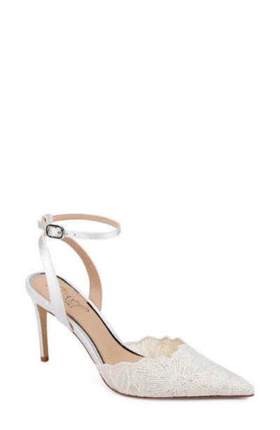 Jewel Badgley Mischka Zaima Ankle Strap Pump In White