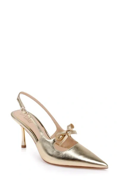 Jewel Badgley Mischka Zaya Pointed Toe Slingback Pump In Gold