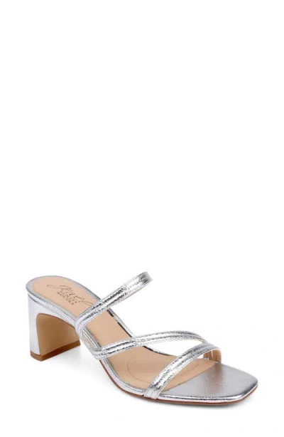 Jewel Badgley Mischka Zazie Block Heel Sandal In Silver