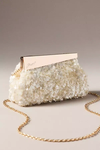 Jewel By Badgely Mischka Vintage Sequin Clutch In White