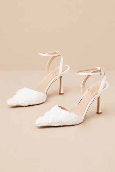 Jewel By Badgley Mischka Shannon Ivory Ankle Strap Pointed-toe Pumps