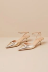 Jewel By Badgley Mischka Talasia Gold Metallic Ankle Strap Kitten Heel Pumps In Gold