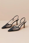Jewel By Badgley Mischka Tammy Black Mesh Rhinestone Slingback Pumps In Black