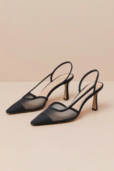 Jewel By Badgley Mischka Tammy Black Mesh Rhinestone Slingback Pumps