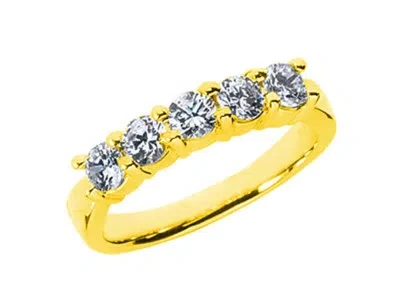 Pre-owned Jewel We Sell 5stone 0.30ct Diamond Wedding Band Ring 14k Yellow Gold Round Si1 Prong Set In White