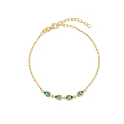 Jewelbird Women's Blue Gold Aquamarine Pears Bracelet