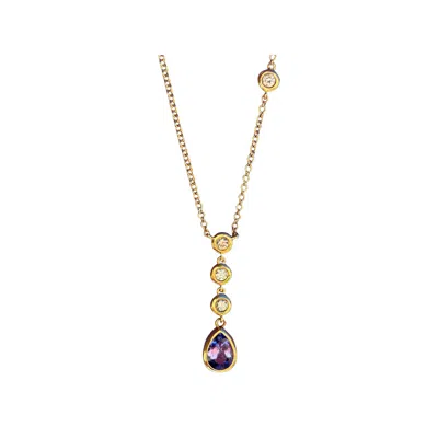 Jewelbird Women's Blue / Gold Tanzanite And Diamond Necklace In Multi