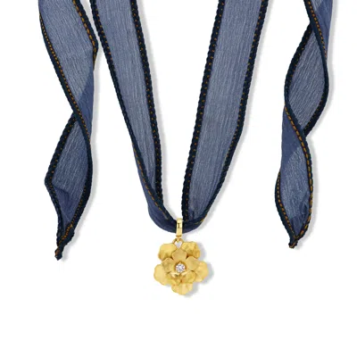 Jewelbird Women's Blue Indigo Hand-dyed Silk Ribbon Necklace