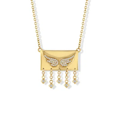 Jewelbird Women's Gold Angel Wing Diamond Necklace