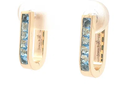 Jewelbird Women's Gold / Blue Blue Topaz U-shaped Earrings In Multi