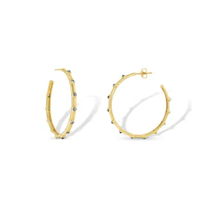 Jewelbird Women's Gold Blue Topaz Hoop Earrings