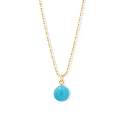 Jewelbird Women's Gold / Blue Turquoise Ball Necklace