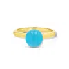 Jewelbird Women's Gold / Blue Turquoise Ball Ring