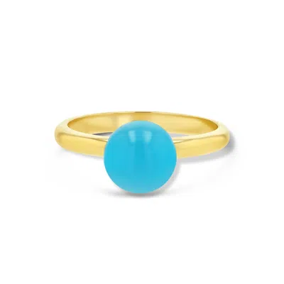 Jewelbird Women's Gold / Blue Turquoise Ball Ring