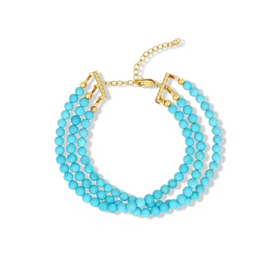 Jewelbird Women's Gold / Blue Turquoise Bracelet In Multi