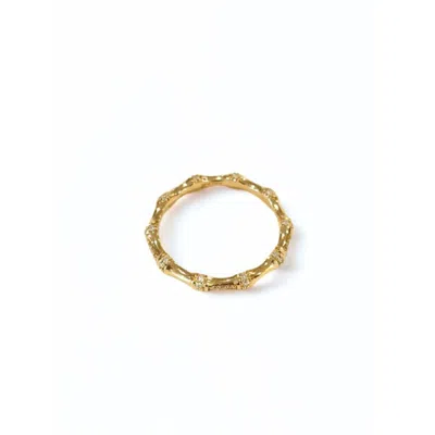 Jewelbird Women's Gold Diamond Bamboo Ring