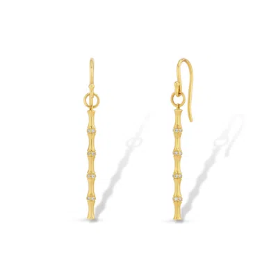 Jewelbird Women's Gold Diamond Bamboo Stick Earrings