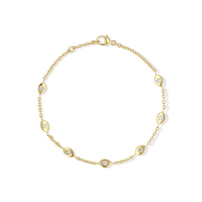 Jewelbird Women's Gold Diamond Eye Chain Bracelet