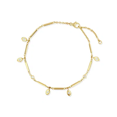 Jewelbird Women's Gold Diamond Eye Charm Bracelet