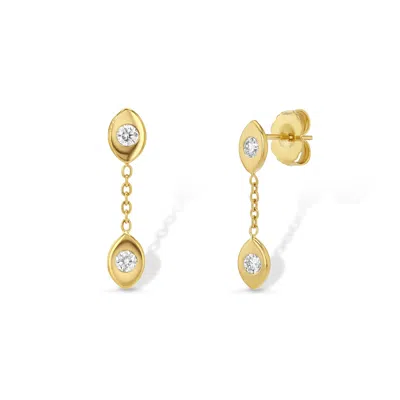 Jewelbird Women's Gold Diamond Eye Drop Earrings