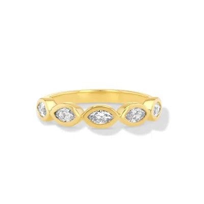 Jewelbird Women's Gold Diamond Marquise Band Ring
