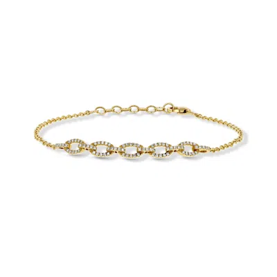 Jewelbird Women's Gold Diamond Oval Link Bracelet