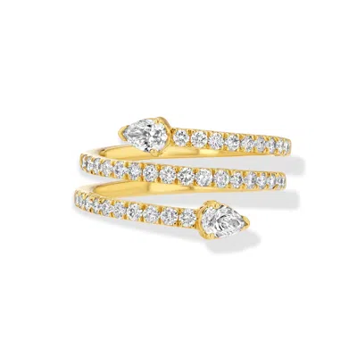 Jewelbird Women's Gold Diamond Triple Coil Ring