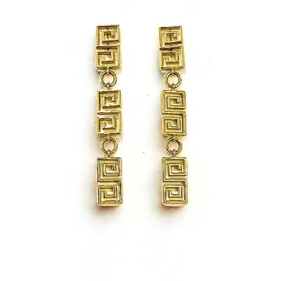 Jewelbird Women's Gold Greek Key Earrings