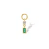 Jewelbird Women's Gold / Green Diamond And Emerald Baguette Earring Charm In Multi