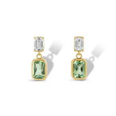 Jewelbird Women's Gold / Green Diamond & Mint Tourmaline Earrings
