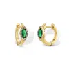 Jewelbird Women's Gold / Green Emerald & Diamond Huggie Earrings