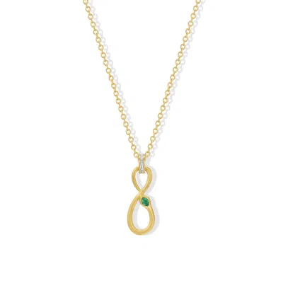 Jewelbird Women's Gold / Green Emerald And Diamond Snake Necklace In Gold/green