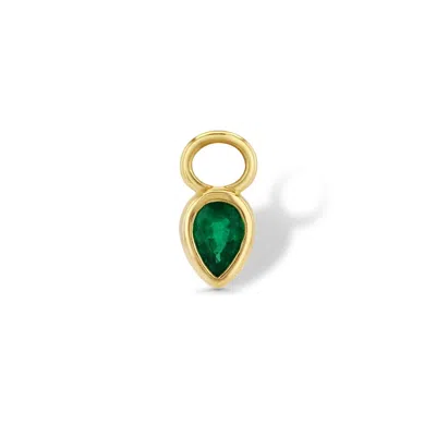 Jewelbird Women's Gold / Green Emerald Pear Earring Charm In Multi