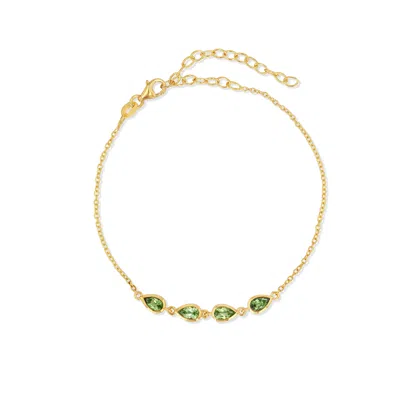 Jewelbird Women's Gold / Green Gold And Peridot Pears Bracelet In Multi