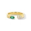 Jewelbird Women's Gold / Green Marquise Emerald & Diamond Ring