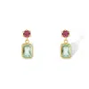 Jewelbird Women's Gold / Green / Pink Pink And Mint Tourmaline Earrings In Multi