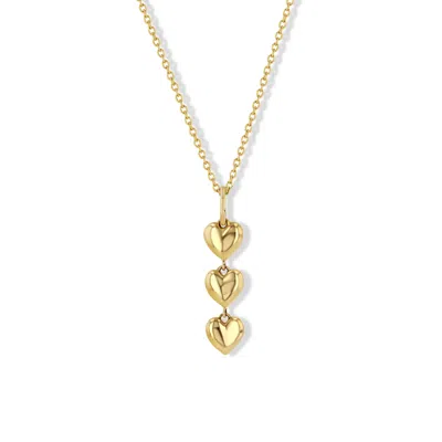 Jewelbird Women's Gold Heart Trio Necklace