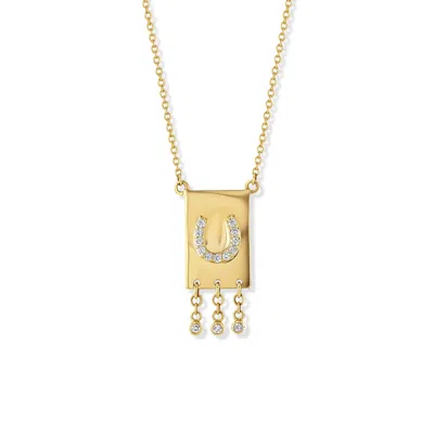 Jewelbird Women's Gold Horseshoe Diamond Necklace