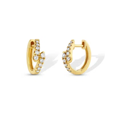 Jewelbird Women's Gold Overlapping Diamond Huggie Hoops