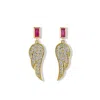 Jewelbird Women's Gold / Pink / Purple Angel Wing Earrings