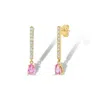 Jewelbird Women's Gold / Pink / Purple Diamomd & Pink Sapphire Pear Earrings