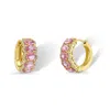 Jewelbird Women's Gold / Pink / Purple Oval Pink Sapphire & Diamond Earrings
